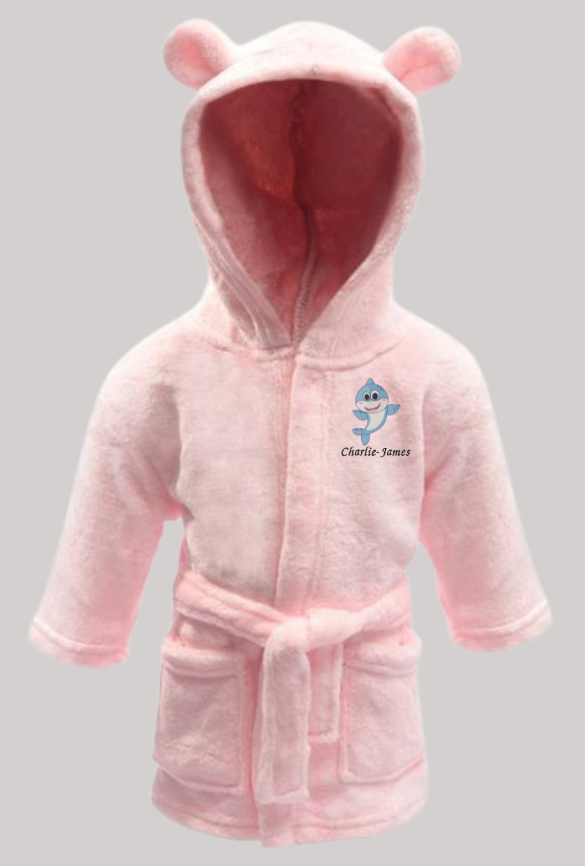 Baby Hooded Bear Robe - Pink