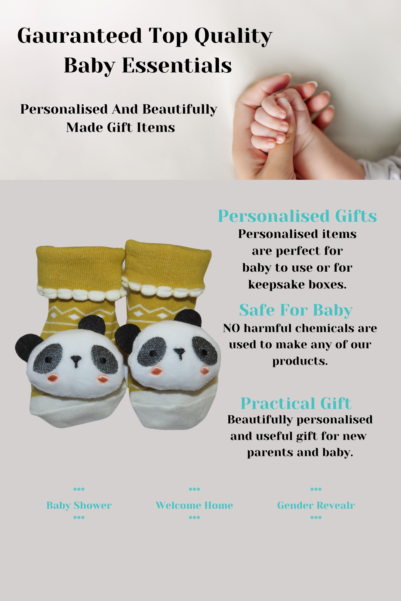 Panda Baby Socks - Yellow