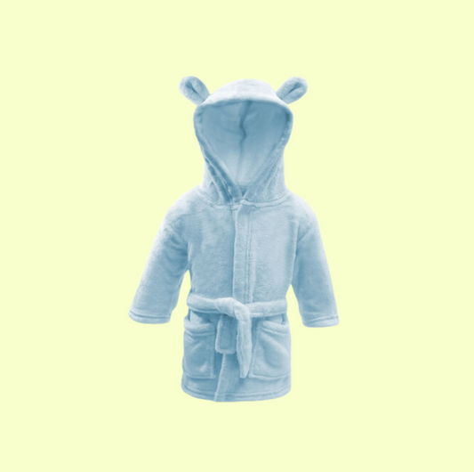 Baby Hooded Bear Robe - Blue