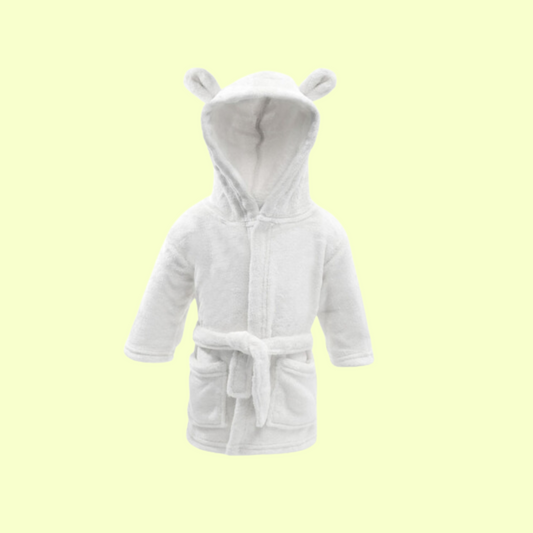 Baby Hooded Bear Robe - White