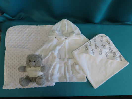 *Baby Hooded Robe Hooded Towel Blanket And Teddy*