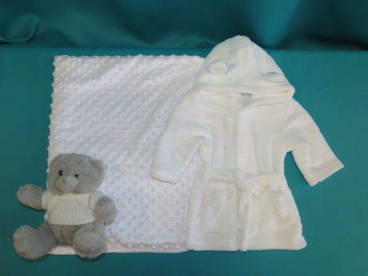 *Baby Hooded Robe Blanket And Teddy*