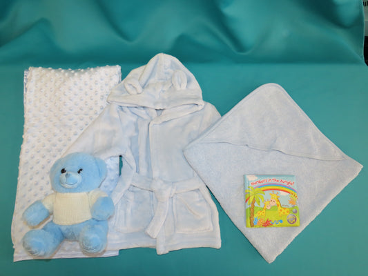 *Baby Hooded Robe Hooded Towel Blanket Bath Book And Teddy*