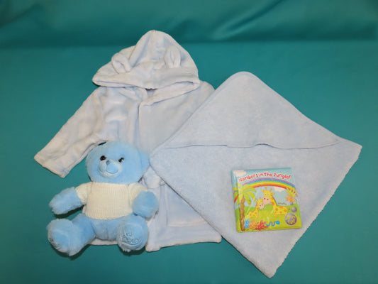 *Baby Hooded Robe Hooded Towel Bath Book And Teddy*