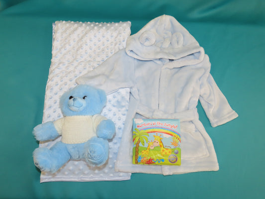 *Baby Hooded Robe Blanket Bath Book And Teddy*