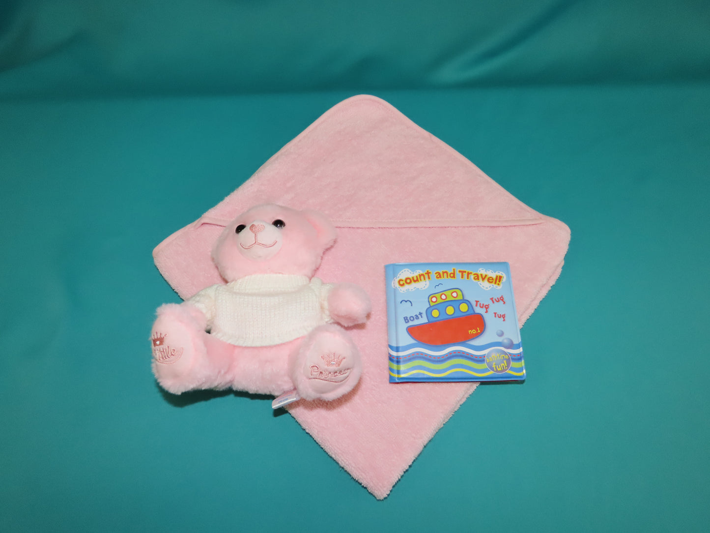 *Baby Hooded Towel Bath Book and Teddy*