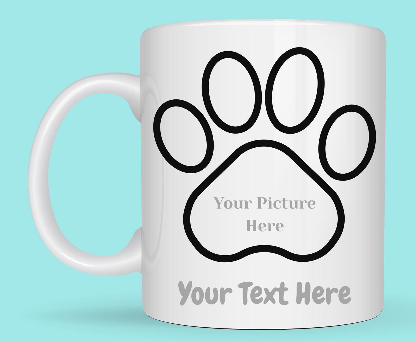 Custom paw print side photo cup From Kiki Boutique