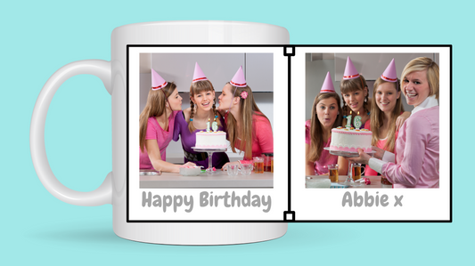 Custom Birthday two photo cup From Kiki Boutique