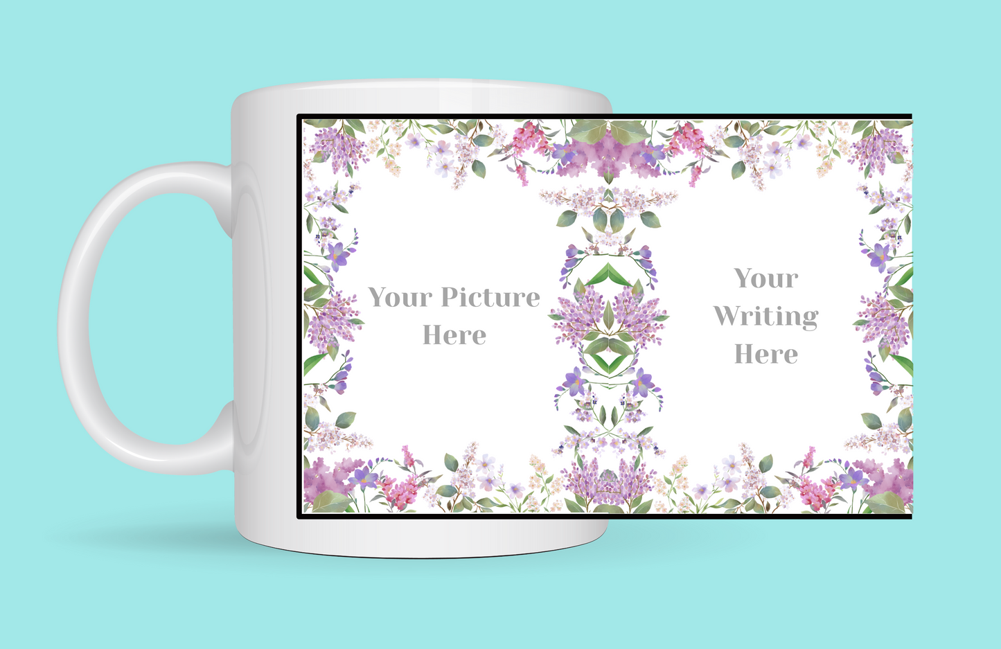 Custom two photo with flowers cup From Kiki Boutique