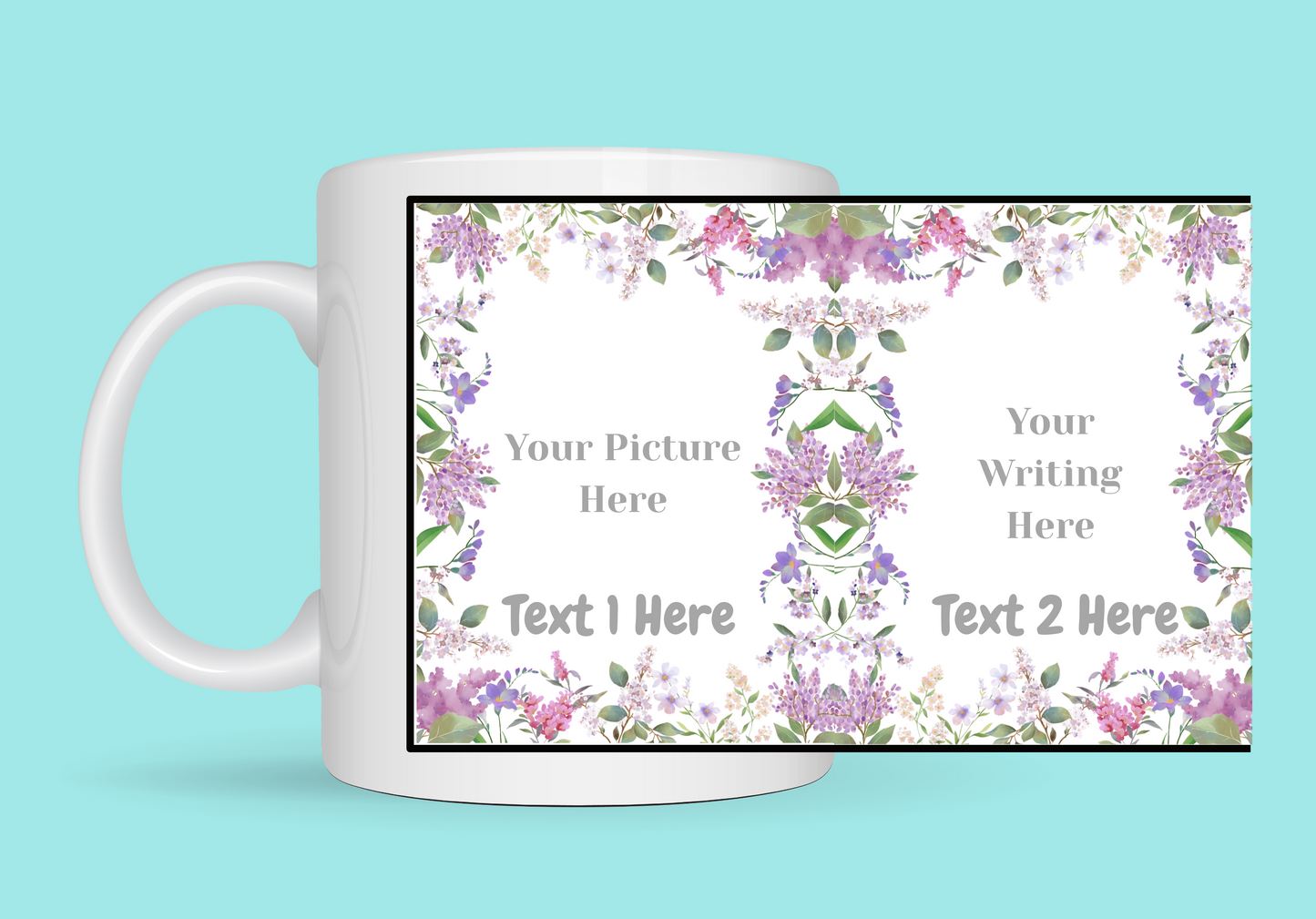 Custom two photo with flowers cup From Kiki Boutique